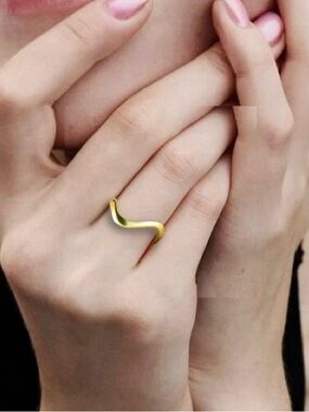 14k Gold over Sterling Silver Contoured Minimalist Asymmetrical Wave